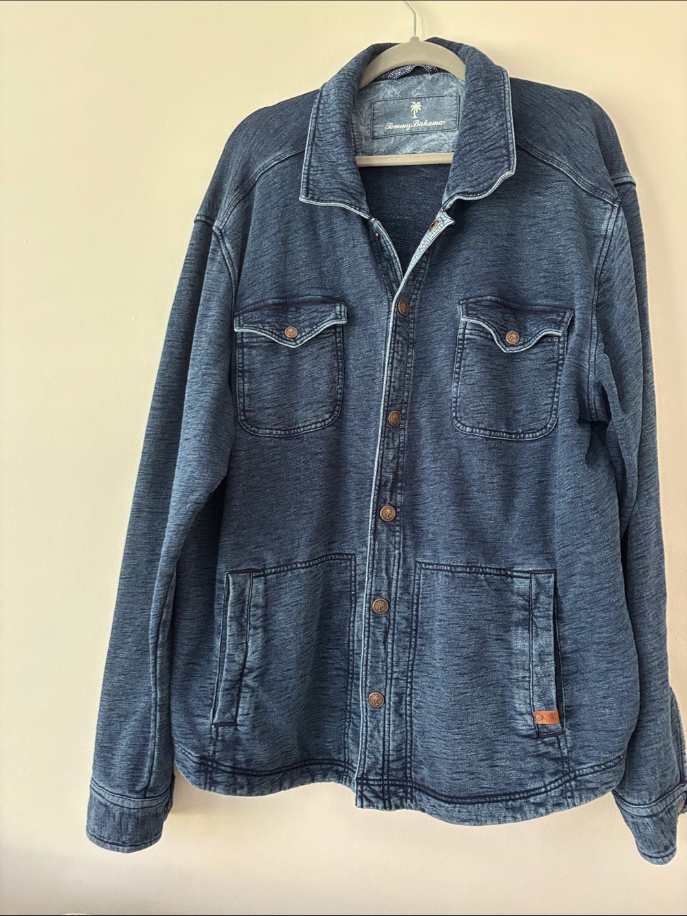 Tommy Bahama Washed Indigo Button-Front Shirt Jacket - Men’s XXL